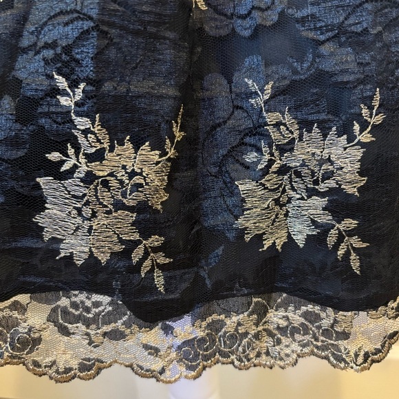 Jill Stuart Tea A-line Dress Black Gold Floral Embroidered Lace Romantic Gothic - Picture 7 of 16